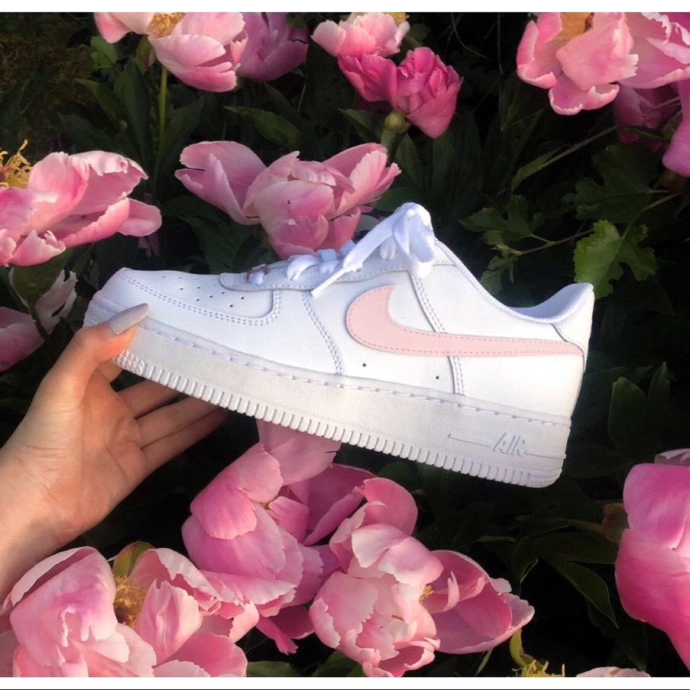 ⚡️Custom Nike Air Force Shoes (Pale Pink)⚡️